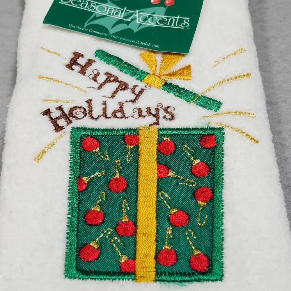 Christmas House & Happy Holidays Christmas Present Themed Finger-Tea Towels 2pc